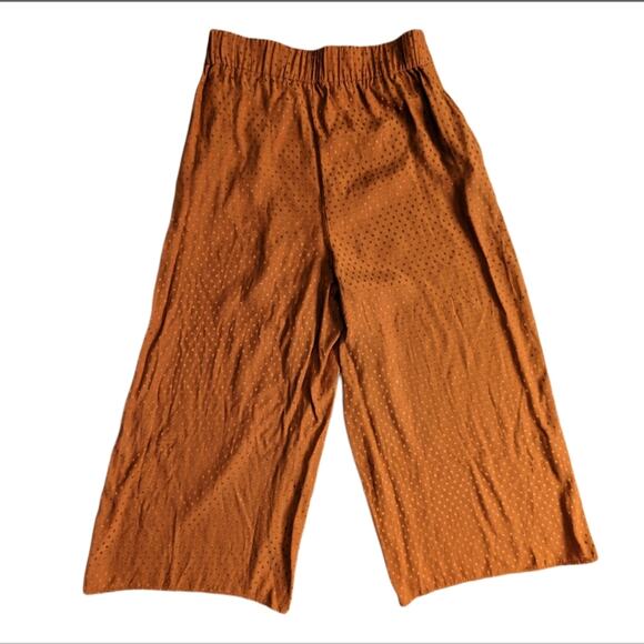 Leith Wide Leg High Rise Pull On Metallic Polka Dot Cropped Gaucho Pants - Picture 2 of 4